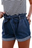 Q425-444 Pantaloni scurti vntage cu cordon in talie
