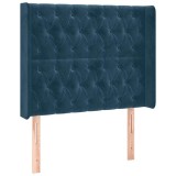 Cumpara ieftin Tablie pat cu urechi albastru inchis 103x16x118/128 cm catifea