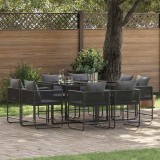 VidaXL Set de masă pentru grădină 9 pcs Negru Oțel