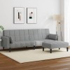 Canapea Extensibilă 2 Locuri vidaXL Gri Deschis cu Taburet, Textil, 220x84.5x69 cm