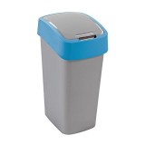 Cos de gunoi Curver Flip Bin 25L, gri argintiu/albastru