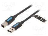 Cablu USB 2.0 VENTION 1,5m USB A la USB B nichelat negru PVC