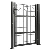 Outsunny Poartă de grădină din metal galvanizat, ușă de grădină cu m&acirc;ner, &icirc;ncuietoare cu chei &icirc;nchisă, poartă 100x131cm gri &icirc;nchis | Aosom Romania