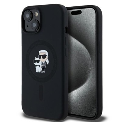 Husa pentru iPhone 15 Plus / iPhone 14 Plus - Karl Lagerfeld Silicone MagSafe (KLHMP15MSCMKCRHK) - Karl&amp;amp;Choupette foto