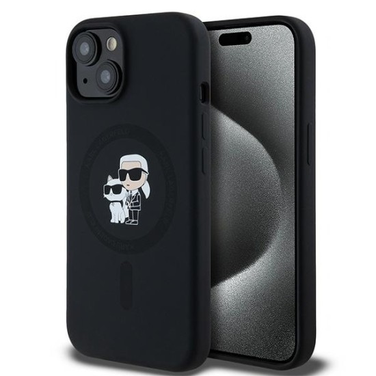 Husa pentru iPhone 15 Plus / iPhone 14 Plus - Karl Lagerfeld Silicone MagSafe (KLHMP15MSCMKCRHK) - Karl&amp;Choupette