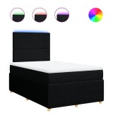 Cumpara ieftin Pat box spring cu saltea, negru, 120x200 cm, textil
