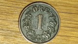 Norvegia - moneda de colectie rara - 1 ore 1891 bronz - Oscar II - impecabila !