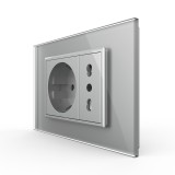Cumpara ieftin Priza dubla italiana Livolo cu rama din sticla - standard italian SmartElectro IntelligentHouse
