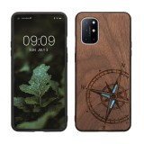 Husa Kwmobile pentru OnePlus 8T, Maro/Albastru, Lemn, KWM0000123P006C, Silicon, Carcasa