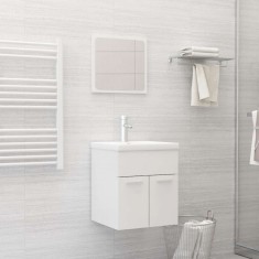 vidaXL Set mobilier de baie, 2 piese, alb extralucios, lemn prelucrat 804779
