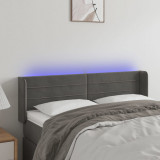 VidaXL Tăblie de pat cu LED, gri &icirc;nchis, 147x16x78/88 cm, catifea
