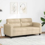 vidaXL Canapea cu 2 locuri, crem, 140 cm, țesătură microfibră 359565