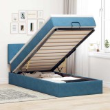 VidaXL Cadru de pat otoman cu saltea Albastru &icirc;nchis 100x200cm catifea
