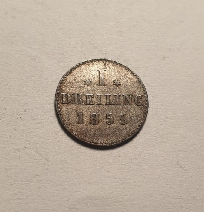 Germania 1 Dreiling 1855 Piesa Frumoasa de Colectie
