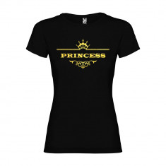 Tricou copii Princess, 100% Bumbac, negru/auriu foto