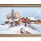 Tablou peisaj de iarna pictat manual inramat, 75x40cm ulei pe panza, rama din lemn, Geo Ungureanu