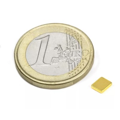 Magnet neodim bloc, 5x4x1 mm, putere 350 g, N50, placat aur foto