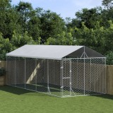 VidaXL Padoc exterior cu acoperiș argintiu 3x7,5x2,5 m oțel galvanizat