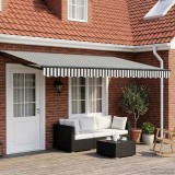 Pergola retractabila electrica vidaXL, Antracit/Alb, 4x3m, cu LED si senzor de vreme, pentru terasa, mobila gradina