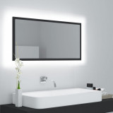 VidaXL Oglindă de baie cu LED, gri, 90x8,5x37 cm, PAL