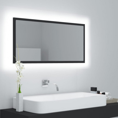vidaXL Oglindă de baie cu LED, gri, 90x8,5x37 cm, PAL foto