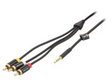 Cablu Jack 3,5mm la RCA x3 1,5m Aurit Negru, Vention