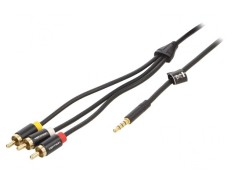 Cablu Jack 3,5mm la RCA x3 1,5m Aurit Negru