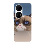 Husa compatibila cu Huawei Nova Y70 model Grumpy cat drawing, Silicon, TPU, Viceversa, Transparent, Carcasa