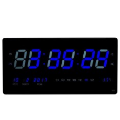 Ceas digital de perete cu temperatura si data, LED-uri culoare albastra JH4622