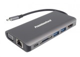 Docking station USB-C la HDMI + VGA + RJ45 + 2 x USB 3.0 + SD card + jack 3.5mm + PD, KU31DOCK08, Oem