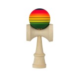 Jucarie Interactiva Kendama, Flippy, din Lemn, 18 cm, Joc de Indemanare pentru Copii si Adulti, Model Gradient 4, Rosu/Galben/Verde