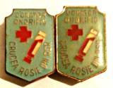 MEDICINA LOT 2 INSIGNE DONATOR ONORIFIC CRUCEA ROSIE A RSR DIFERENTA CULOARE