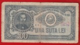 (18) BANCNOTA ROMANIA - 100 LEI 1952, REPUBLICA POPULARA ROMANA, PORTRET NICOLAE BALCESCU, SERIE ALBASTRA