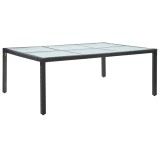 vidaXL Masă de exterior, negru, 200x150x74 cm, poliratan