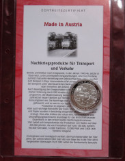 Austria Transport ?i Trafic - Argint 999 cu certificat foto