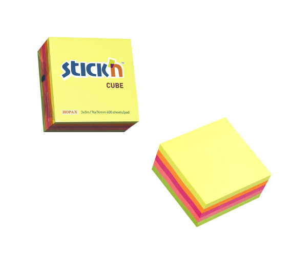 Cub Notes Autoadeziv 76 X 76 Mm, 400 File, Stick&quot;n - 5 Culori Fluorescente
