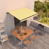 VidaXL Copertină retractabilă automat, galben și alb, 350x250 cm