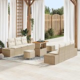 VidaXL Set de canapele pentru grădină 9 pcs Bej, crem 90 x 55 x 71 cm