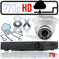 Sistem supraveghere video IP HD megapixel cu 8 camere cu infrarosu interior foto