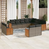 Gossi set canapea de gradina cu perne, 12 piese, gri, poliratan