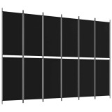 Cumpara ieftin Paravan de camera cu 6 panouri, negru, 300x220 cm, textil