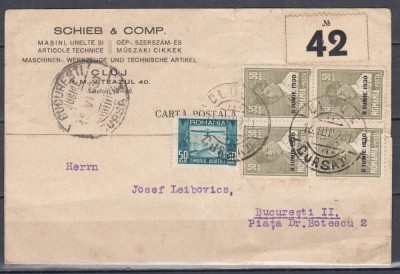 ROMANIA 1931 INTREG POSTAL CIRCULAT CLUJ - BUCURESTI 1931 foto