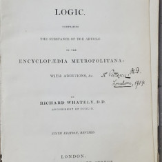 Elements of Logic, Comprising the Substance of the Articleon the Encyclopaedia Metropolitana by Richard Whately - Londra, 1836