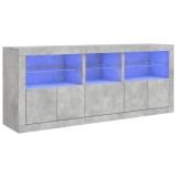 Dulap cu lumini LED, gri beton, 162x37x67 cm