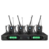 Cumpara ieftin Sistem Profesional 4 Lavaliere Radio Wireless UHF Tip Cască cu Receptor și 200