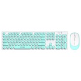 Set tastatura + mouse Wireless, Laptop, Desktop PC, Universal, turcoaz