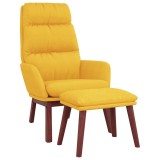 Scaun relaxare cu taburet, galben mustar, textil