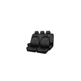 Set Huse Scaune Auto pentru Fiat Doblo - RoGroup Roma, piele ecologica, cu fermoare pentru bancheta rabatabila, negru, 9 piese