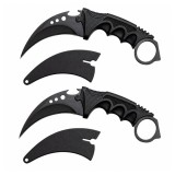 Cumpara ieftin Set doua cutite karambit vanatoare DEPOX&reg;, lamă fixă, oțel inoxidabil 420, negru, 19 cm