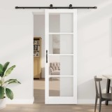 Ușa Glisantă cu Set de Accesorii &#039;ORKDAL&#039;Ușa Albă din Lemn Masiv &amp; Sticlă